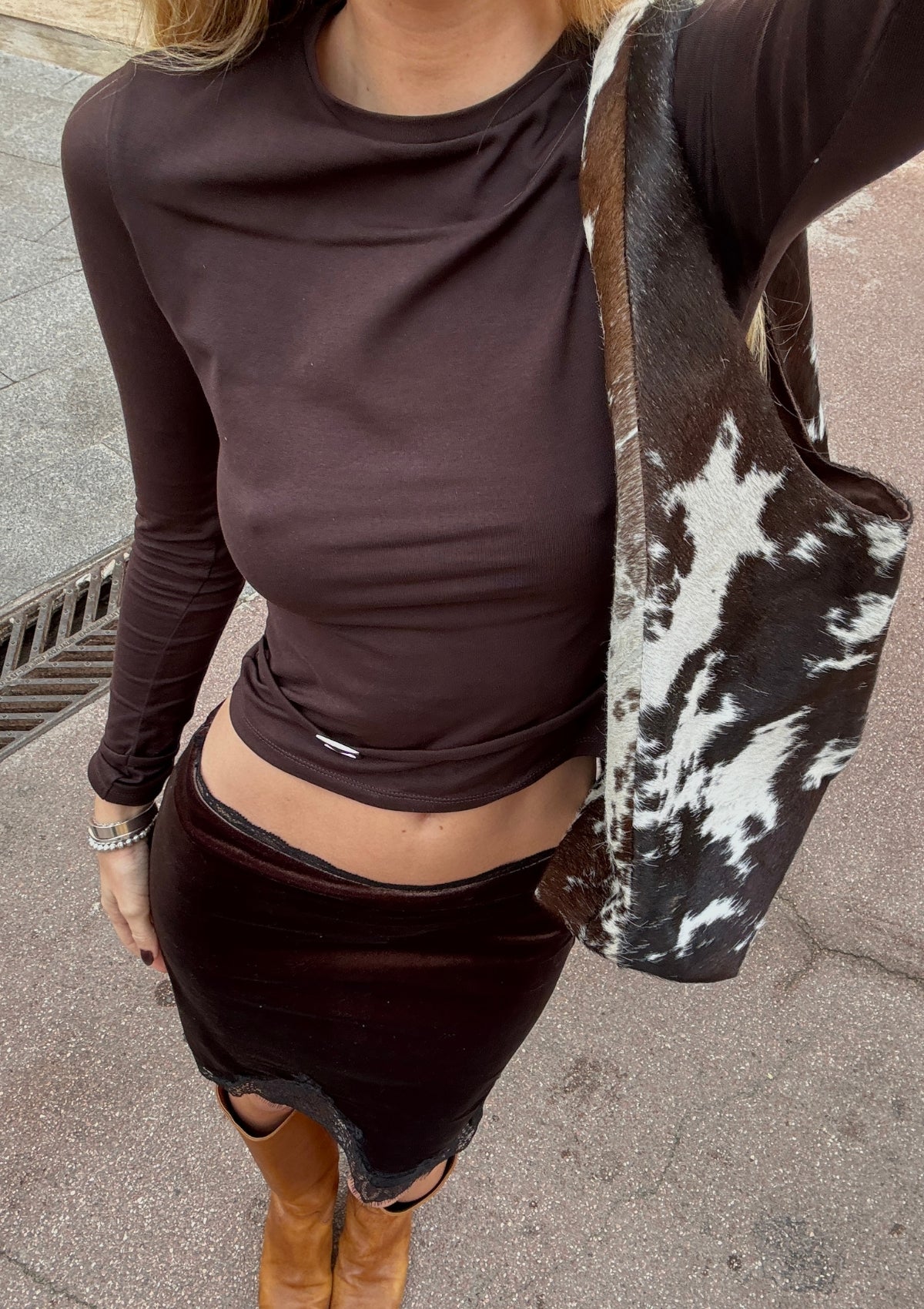 Luna Bag Cowhide Chocolat